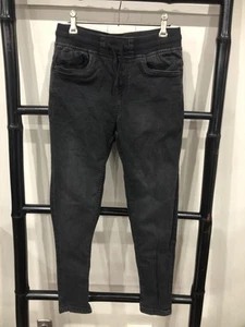 Target Size 12 Boys Slim Fit Black Denim Jeans Elasticised Tie Waist EUC - Picture 1 of 4