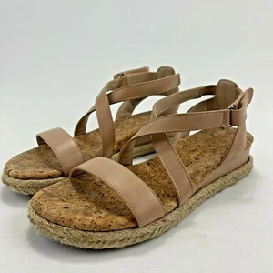 Adrienne Vittadini Sport Nude / Beige Platform Strappy Sandals w/ Cork Soles - Picture 1 of 12