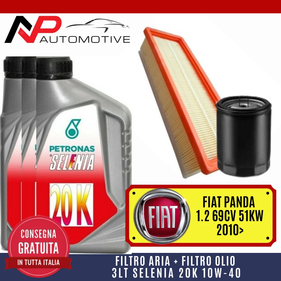 KIT TAGLIANDO FIAT 500 (312) 1.2 BENZINA 51KW OLIO SELENIA 5W40 K MULTIAIR