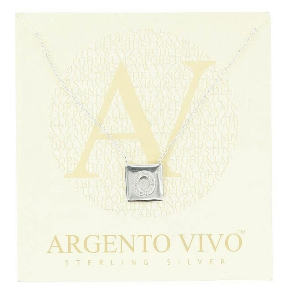 ARGENTO Vivo 124440 Silver 'o' Cubic Zirconia Initial Pendant Necklace