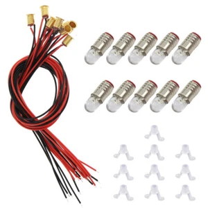 10 sets Warm White LED Screw Bulb and Stand Base E5 E5.5 12V-14V E505WMT - Picture 1 of 6