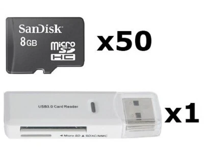 50 x SanDisk 8GB MicroSD Class 4 UHS-I SDSDQAB-008G 8G Micro SDHC Memory Card - Image 1 of 2
