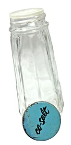 Co-salt substitute glass shaker 4" x 2" Cosalt Blue Lid 835-002 Vintage 1960s - Picture 1 of 6