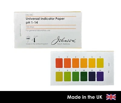 JOHNSON TEST PAPERS pH 1-14 Universal Full Range Litmus Test Paper Strips Tester Indicator