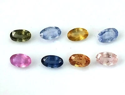 Natural Ceylon Multi Color Sapphire 3X5 mm Oval Faceted Loose Gemstone 8 Pieces - Image 1 of 4