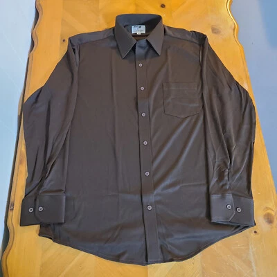 Camisa vintage Montgomery Wards para hombre XL marrón 16 1/2 34-35 Foto 1 de 4