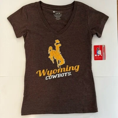 NUEVO CON ETIQUETAS Wyoming Vaqueros Marrón Mujer Camiseta Cuello en V Manga Corta Talla M Foto 1 de 4