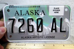 Alaska Motorcycle License Plate Artistic style 2000s plate, 7260 AL, exp 2021 - Picture 1 of 1