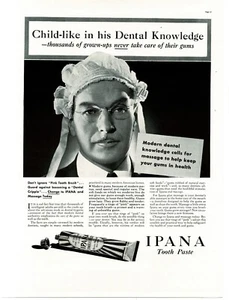 1937 Ipana Toothpaste man wearing baby hat Vintage Print Ad 2 - Picture 1 of 1