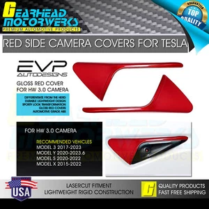 Gloss Red Side Camera Trim Protection Cover Accessories for Tesla Model 3 Y S X - Bild 1 von 2