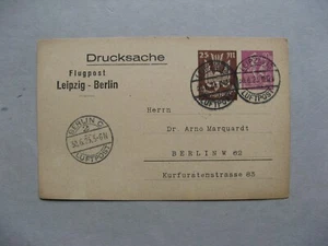 GERMANY REICH, privat prestamped PC 1923, airmail Leipzig-Berlin - Picture 1 of 1