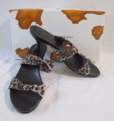 Donald J Pliner Marrón Congo Malla Elástica Leopardo Sandalias Mules DESNUDA 7.5 Med Foto 1 de 4