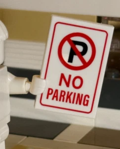 LEGO Custom Pad Printed No Parking Sign REAL LEGO 2x3 Tile NEW City Accessory - Picture 1 of 2