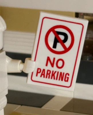 LEGO Custom Pad Printed No Parking Sign REAL LEGO 2x3 Tile NEW City Accessory - Image 1 of 2