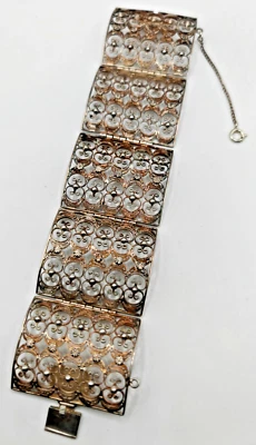 Schönes breites Armband filigran 835 Silber mit Sicherheitskette Schmuck - Bild 1 von 4