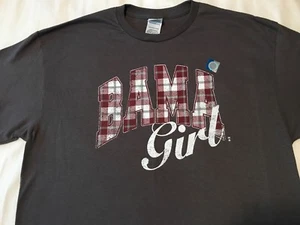 BAMA GIRLS PLAID Charcoal T-SHIRT Alabama Crimson Tide - Picture 1 of 2