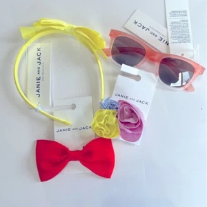 Janie & Jack Little Girls Accessory Bundle 4 Piece Sunglasses Headband Hairclips - Picture 1 of 8