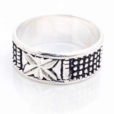 925 Placcato Argento Handmade Design Gioielli Regalo per Lei Anello Taglia 8.5 - Immagine 1 di 3