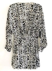 Vestido envolvente de leopardo para mujer talla 8 beige plisado mini mangas largas cuello en V de Asos - Imagen 1 de 10