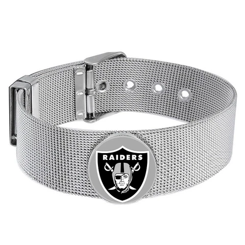 Las Vegas Raiders Mens Womens Silver Adjustable Bracelet w Gift Pkg D6 Cover