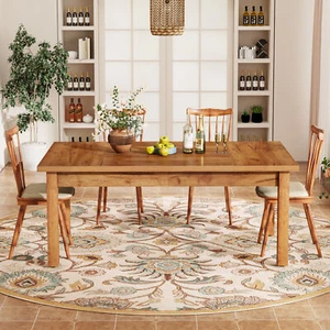 71 Inch Large Rectangular Dining Table for 6 to 8, Farmhouse Wood Ktichen Table - Picture 1 of 13