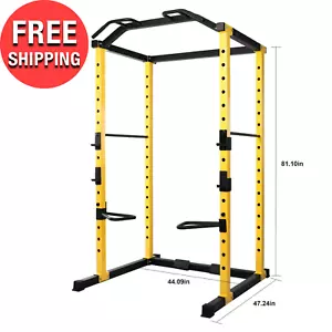 Power Cage Home Gym Squat Rack Lat Pull 1000 lbs w/ Dip Bars Body Weight Lifting - Picture 1 of 12