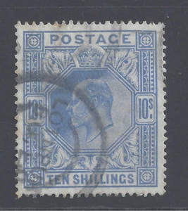 GREAT BRITAIN EVII 1902 DE LA RUE 10s. ULTRAMARINE USED SG 265 - Imagen 1 de 2
