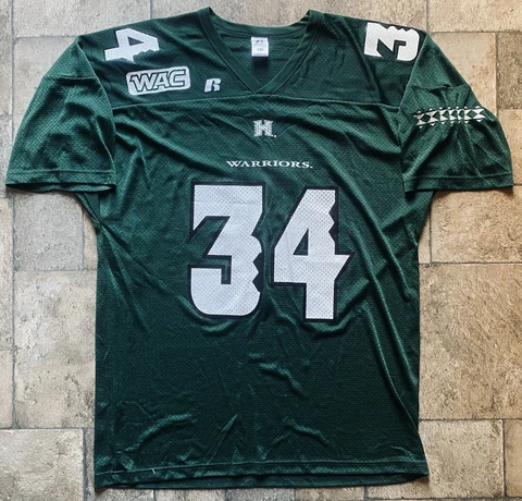 Vintage Ikaika Blackburn Hawaii Warriors Russell Athletic NCAA Football Jersey Cover