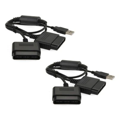 Adattatore controller PC PS2 Playstation 2 a PS3 PS4 convertitore USB doppio cavo x 2 - Immagine 1 di 2
