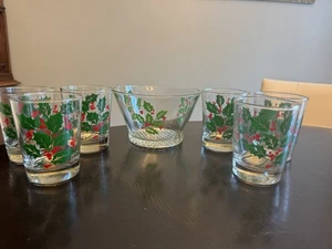 Set 6 bicchieri e secchiello ghiaccio vintage vischio classico vecchio stile - Foto 1 di 5