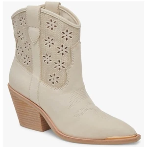 Dolce Vita Größe 10 Creme Leder Blumenmuster Cutout Western Cowboystiefel Nashe Damen - Bild 1 von 11