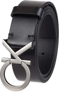 Calvin Klein Herren CK Monogram Cut Out Buckle Gürtel 34-36, schwarz, Echtleder - Bild 1 von 10