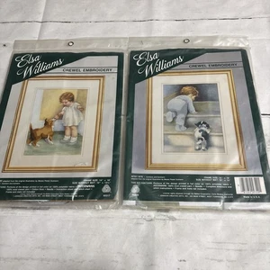 Kit Bordado Elsa Williams Crewel NIÑA Y PERRO LOTE DE 2 - Imagen 1 de 6
