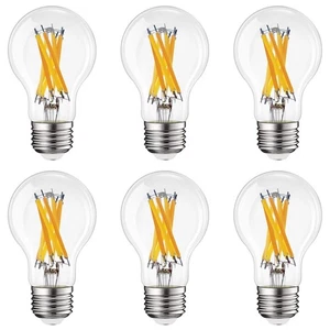 LUXRITE Vintage A19 LED Light Bulb 9.5W= 75W 4CCT 1050LM Dimmable ETL 6 Pack - Picture 1 of 7