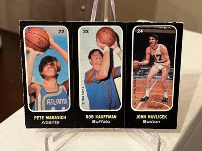 1971 Topps Trios Stickers Pete Maravich Bob Kauffman John Havlicek 22-23-24 - Image 1 of 2