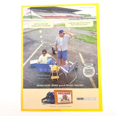 Red Man Golden Blend Print Ad 1998 Parking Lot Humor Tobacco Collector Decor - Image 1 of 4