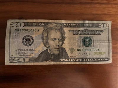 October 25, 1998- $20 dollar bill birthday note  # NG 19981025 A, Circulated - Image 1 of 2