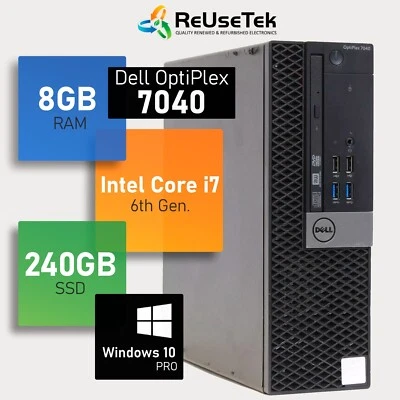 Dell OptiPlex 7040 SFF Intel i7-6700 3.40GHz 8GB RAM 240GB SSD HDMI DisplayPort - Image 1 of 4
