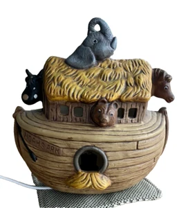 Ceramic Baby Lamp Noahs Ark Night Light Hand Painted Table Light 7" Nursery - Picture 1 of 7