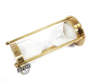 Brass Solid Table Top Decor Glass Hourglass Sand Clock Sand timer Christmas G - Picture 1 of 5
