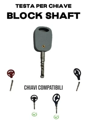 TESTA DI RICAMBIO IMPUGNATURA PER CHIAVE BLOCK SHAFT PLASTICA COLORE GRIGIO