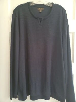 Tasso Elba NWT crewneck sweater mens XL navy textured polyblend pullover classic - Image 1 of 4