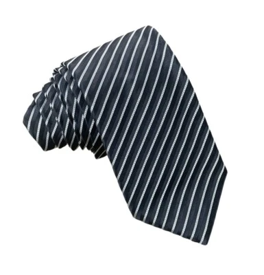 NUEVA Corbata Canali Moderna de Seda Hecha en Italia Repp Rayas Negra y Plateada Hombres Foto 1 de 4