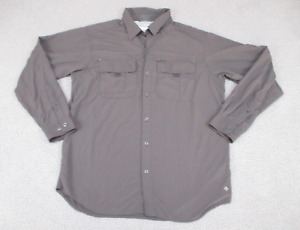 Columbia Mens Shirt Gray Medium Long Sleeve Button Vented Fishing Outdoor