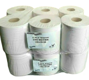 24 Rotoli di alimentazione centrale bianchi 150 metri 2 strati grado industriale resistente - Foto 1 di 4