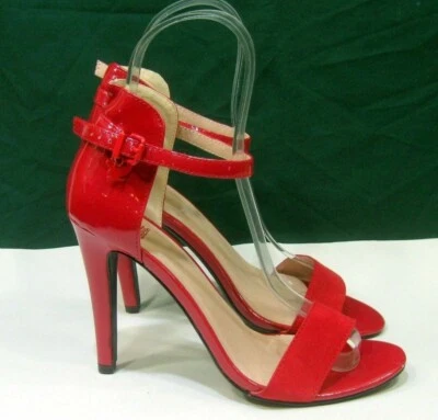 Nuevo Rojo 4.5" Stiletto Tacón Alto Punta abierta CORREA TOBILLO Sandalia Zapatos Mujer Talla 9 Foto 1 de 4