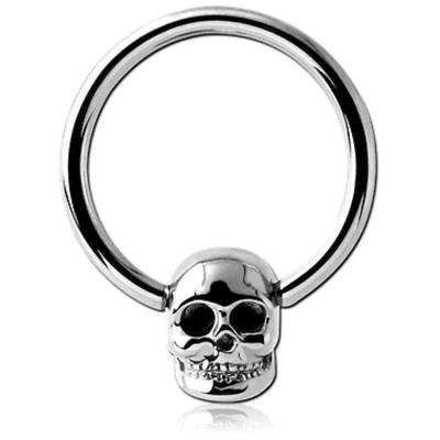 Brustpiercing Klemmring TOTENKOPF Old School 1,6MM Ohrring Lippe Intim SKULL - Bild 1 von 2