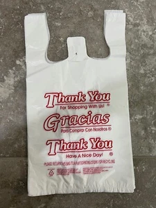 Medium T-Shirt Thank You Bags 10"x5"x18" Packed 50/100/200/300/500/750/1000/2000 - Picture 1 of 6