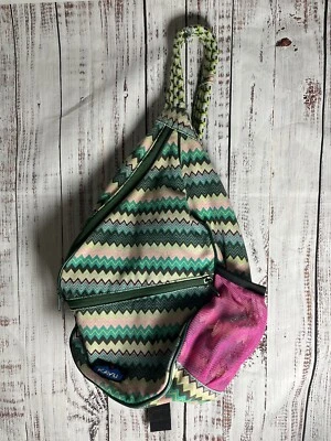 Kavu Rope Sling Bag Crossbody Shoulder Backpack Green Chevron Southwest - Image 1 of 2