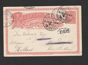 Rhodesia Bulawayo 1910 stationery card  to Holland